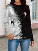 T-shirt da donna a maniche lunghe con stampa creativa, traspirante, morbida e confortevole, adatta per l'abbigliamento casual tutto l'anno