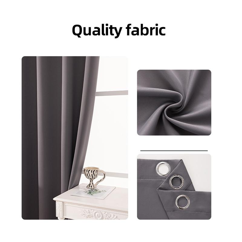 High Density Fabric 100% Blackout Curtains Thermal Insulated Sunproof Drapes with Grommet Top Bedroom Living Room Decor