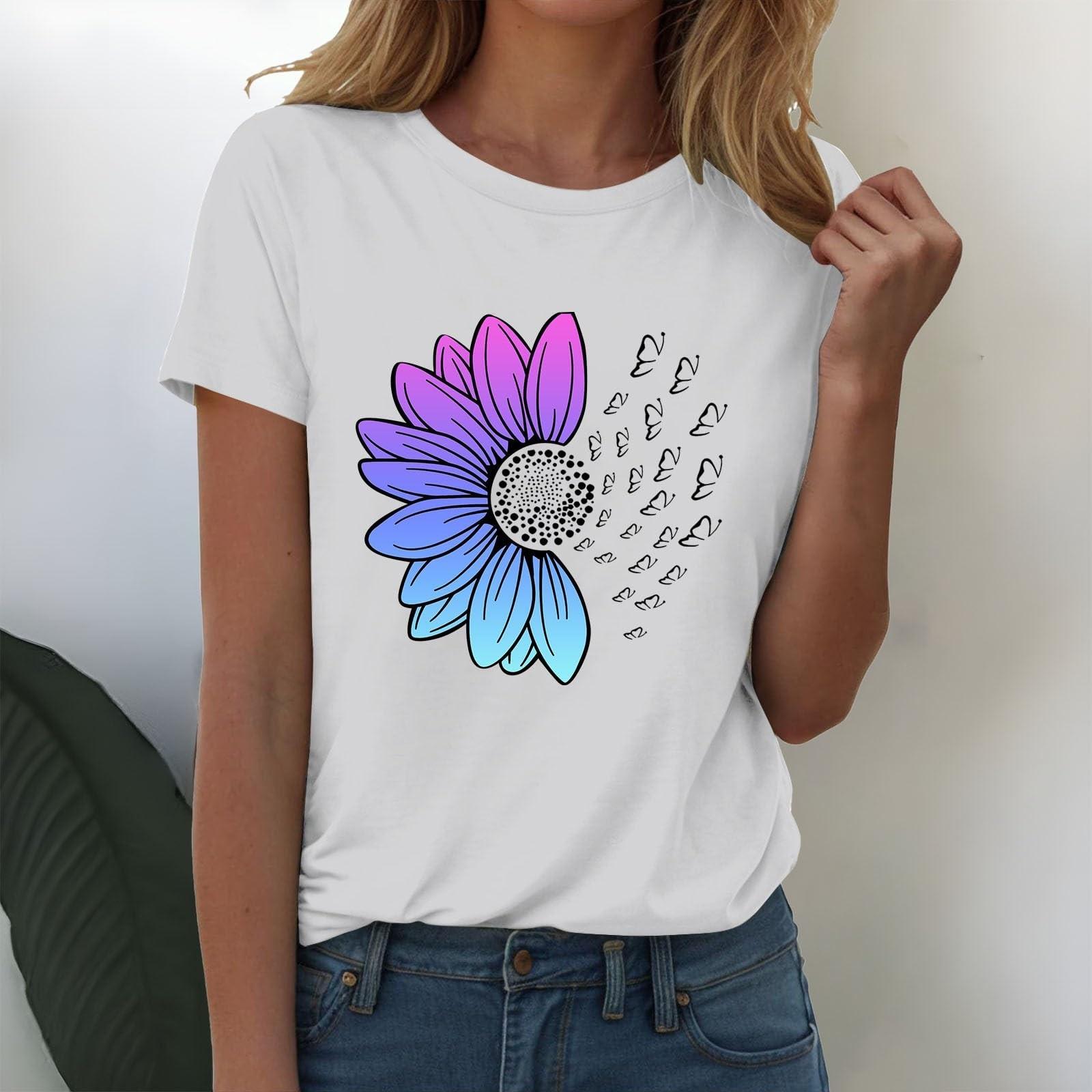 

Жіноча повсякденна футболка з коротким рукавом та круглим вирізом з принтом S білий