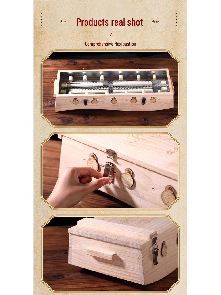 Solid Wood Moxibustion Box: Large, Temperature-Controlled for Full-Body Use on Back and Abdomen