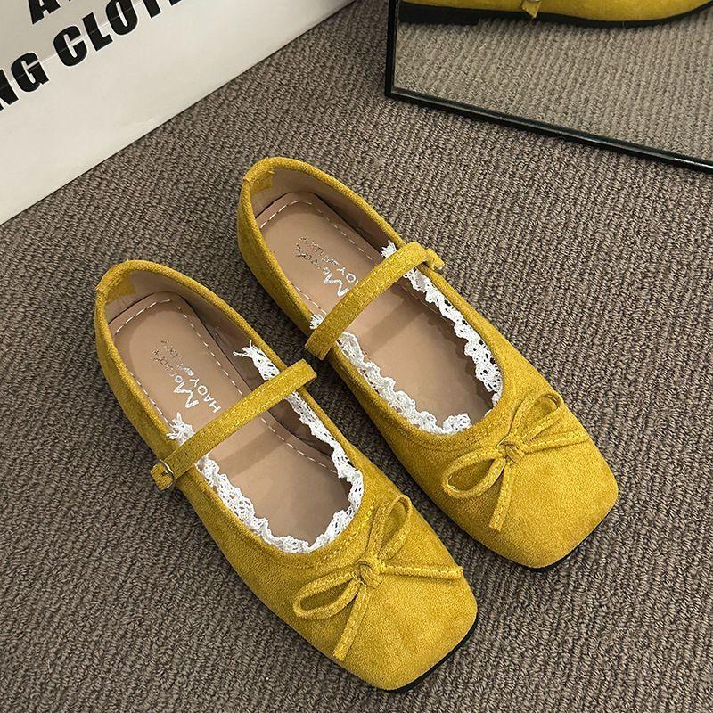 With skirt versatile soft sole comfortable ballet shoes summer Japanese fairy style bow Mary Jane single shoes