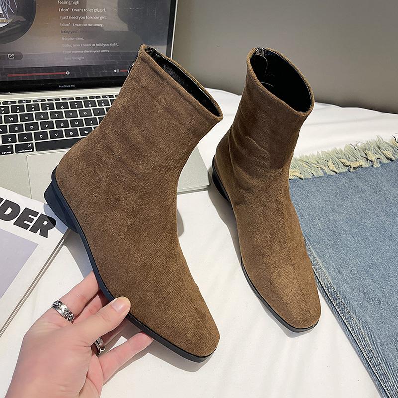 Winter Fashion Square Toe Thick Heel Women's Boots 2025 New Wear-Resistant Ladies Shoes Sexy Comfortable Simple Short-Tube Boots