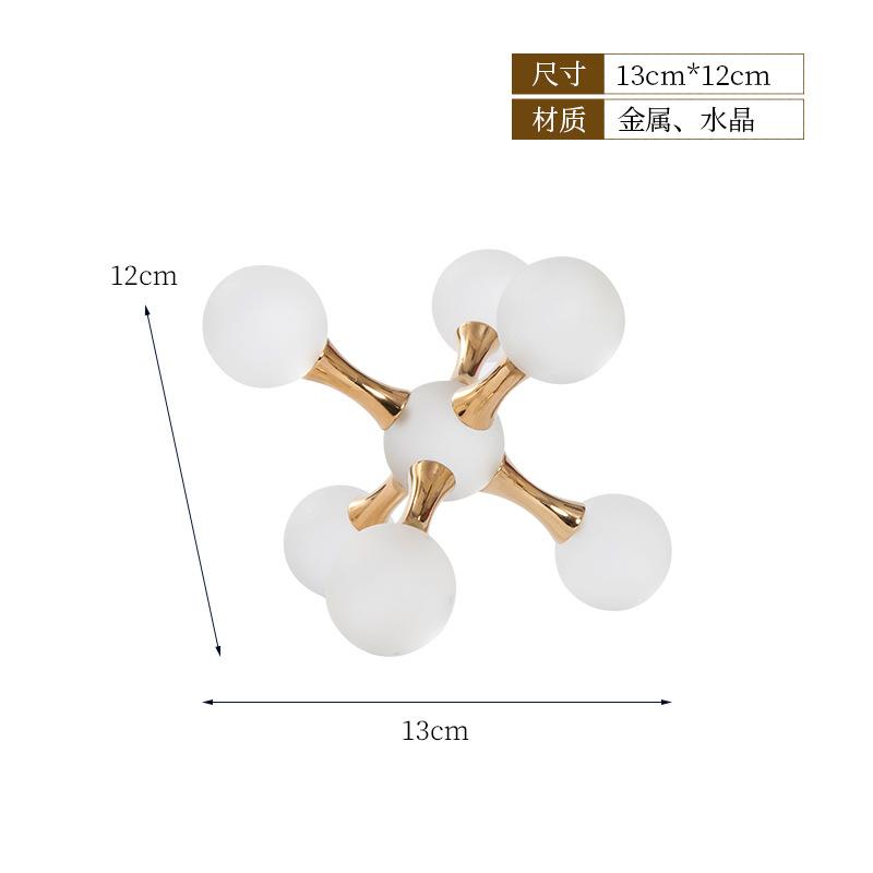 Glass Handicrafts Frosted Crystal Ball Geometric Molecule Cell Ornament Metal Figurine Home Decoration Accessories