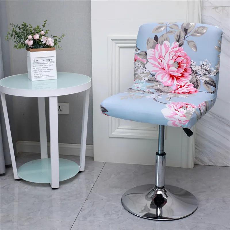 Flower Bar Stool Chair Cover Low Back Chair Slipcovers Spandex Seat Case Elastic Office Chair Cover Dining Seat Protector