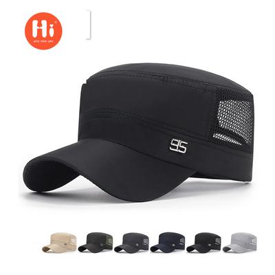 Summer Quick-drying Breathable Grid Men's Casual 95 Metal Standard Sunshade Flat Top Hat Summer Women's Sunscreen Hat