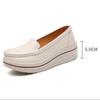 Women Fashion Platform Shoes Genuine Leather Casual Shoes Slip-on Loafers Breathable Walking Shoes 5 cm High