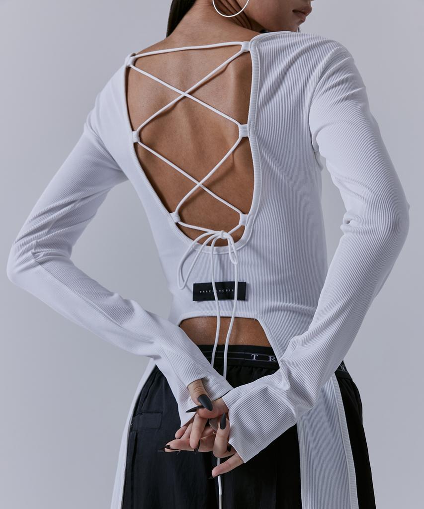 Teulimingbeodeu Back-Less Strap Long Sleeve [ White ]
