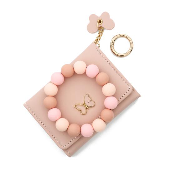 Women's Wristlet Wallet Boho Style Beaded Wristlet Card Holder with Butterfly