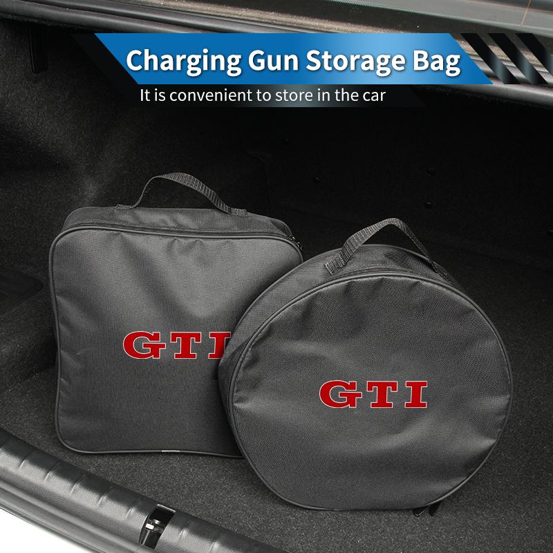 Car Charging Gun Bag Oxford Cloth Gun Cables Storage Box Auto Accessories For Volkswagen VW Golf 4 6 7 GTI Tiguan Passat B5 B6