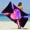 Neon Heart Glowing Beach Towel Patterned Sunscreen And Windproof Suitable For Swimming Pool Camping Travel Blanket