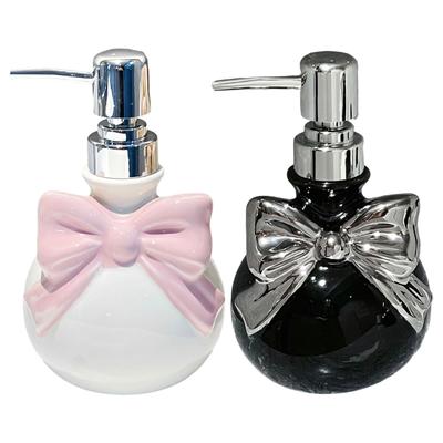 Fashion Ceramic Pump Lotion Bottle For Shampoo Soap Dispensing Decorative Bowknot Decors Bathroom Countertop Essential