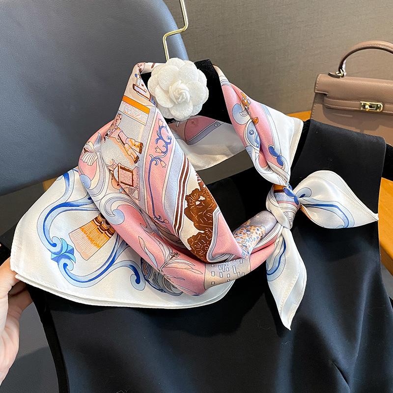 Yto Scarf Women's Luxury Design 100% Real Silk Scarf 53Cm Square Bandana Silk Small Scarf Neck Wrap Printed Scarves Kerchief