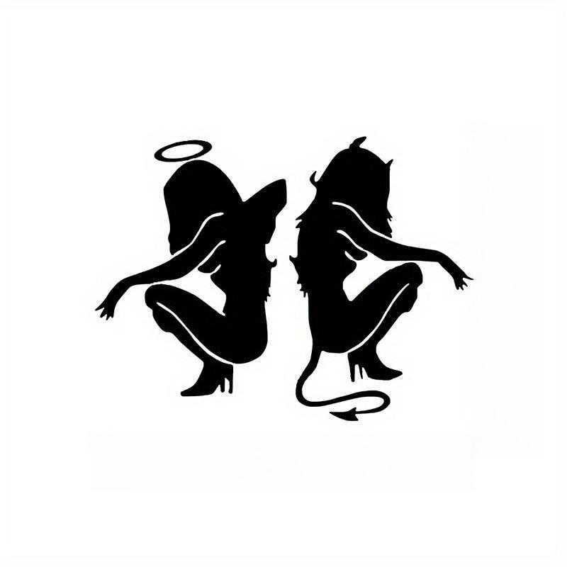 Car Sticker Angels and Demons Car Stickers Creative Sunscreen Decals Waterproof Scratch Proof Vehicle Car Sticker  Accessories