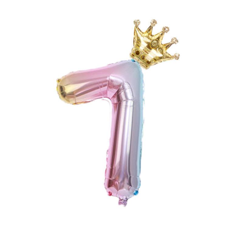 32 Inch Gradual Change Digital + Crown (Independent Packaging) Digital Road Lead 0-9 Aluminum Foil Balloon Birthday Anniversary Celebration