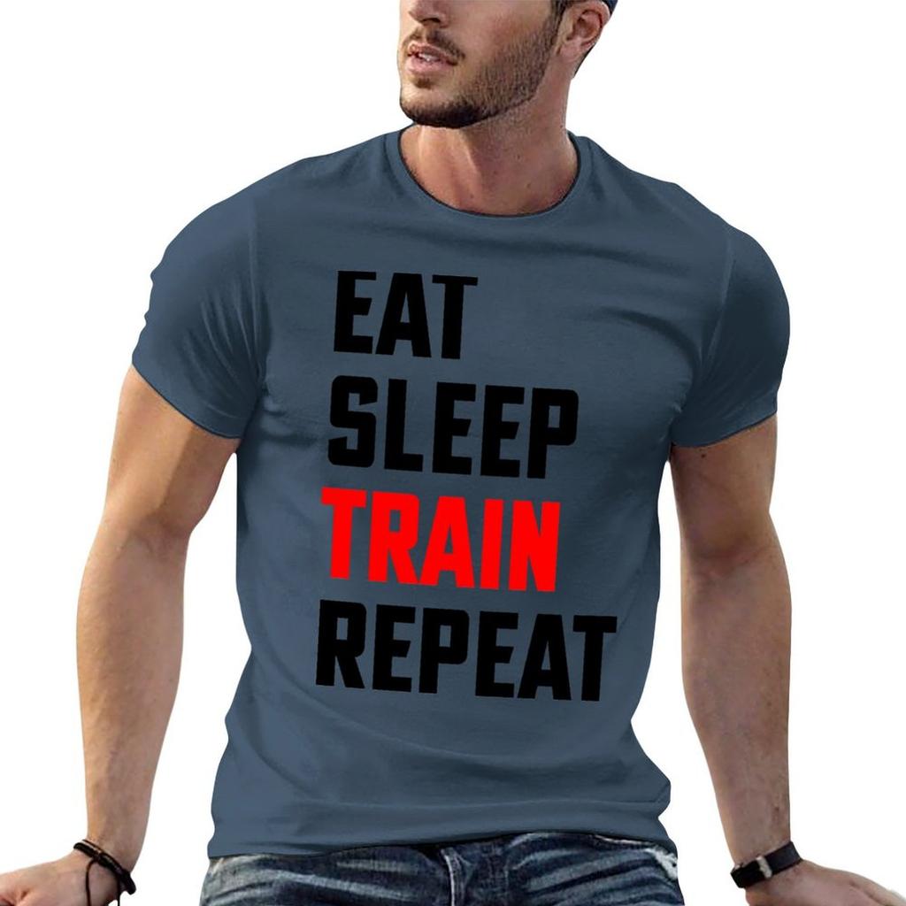 Eat, Sleep, Train, Repeat - Eat Sleep Repeat - Gym T-Shirt Long Lasting Casual T-Shirt