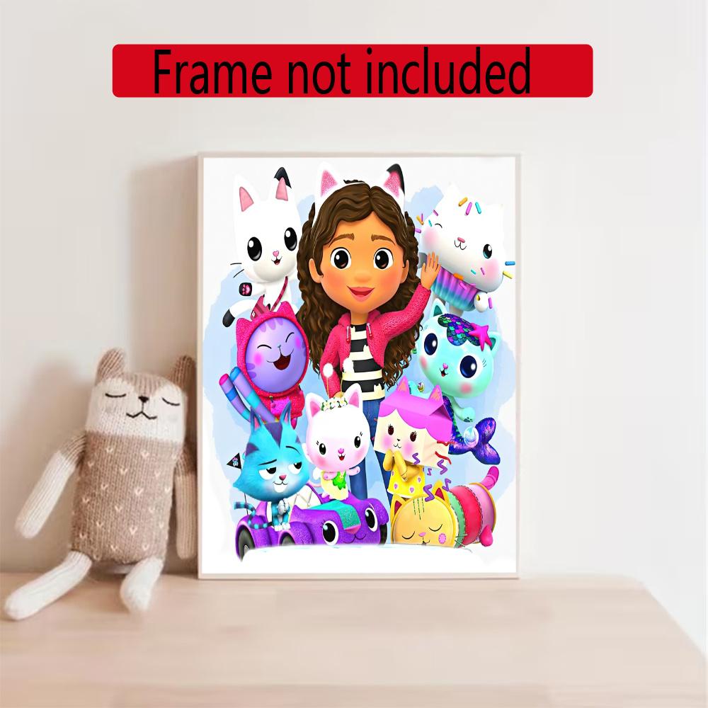 Cartoon Cute Gabbys Style 5D Diamond Painting Round Diamond Rhinestones Mosaic Diamond Embroidery Wall Paintings Rhinestones Gift Frameless