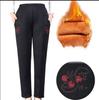 5XL Autumn and Winter Plus Velvet Casual Pants Elderly Women's Pants Loose High Waist Elastic Waist Warm Straight Pants