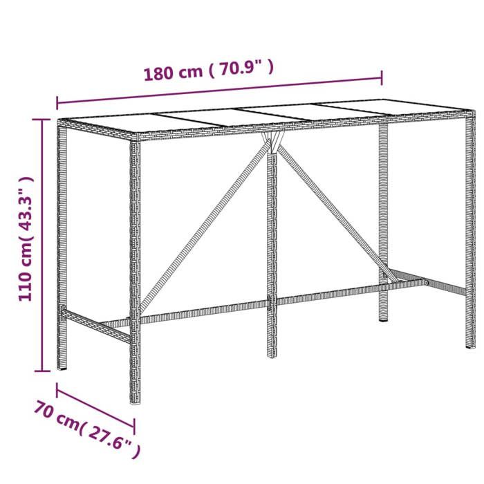 VidaXL Ensemble de bar de jardin 9 pcs avec coussins gris poly rotin, ensemble de table de bar, table et chaise de bar, 3187648