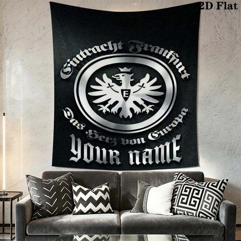 Tapisserie murale Eintracht Frankfurt avec nom personnalisé Accrochage mural esthétique Couverture en tissu imprimé Tapisseries décoratives pour chambre à coucher salon Décoration de maison