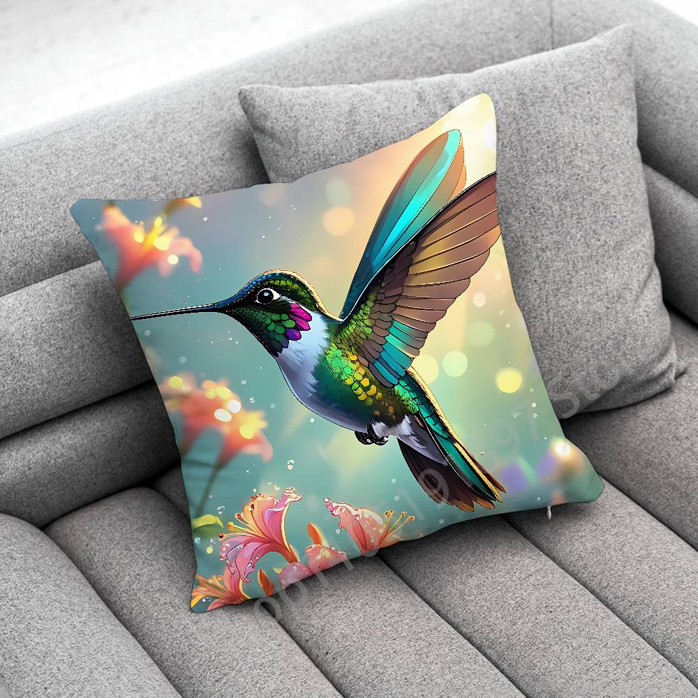 Colorful Bird Hummingbird Throw Pillow Case For 50x50cm 30x30cm 55x55cm 45x45cm 40x40cm Square Bed Pillowcase Cover