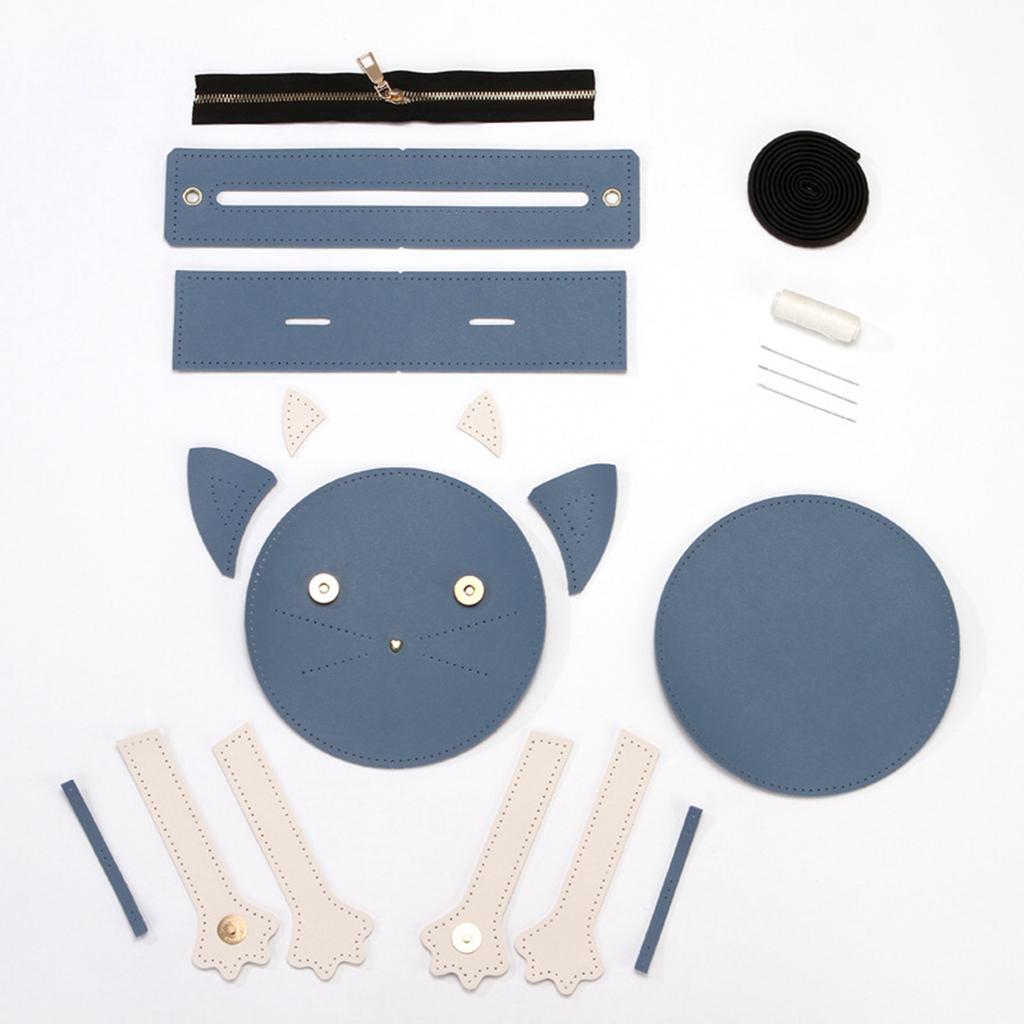 DIY Shoulder Bag Making Kit Hand Woven Bag Pre Cut Leather Sewing Leathercrafts Cat Shaped Full Tools For Beginners