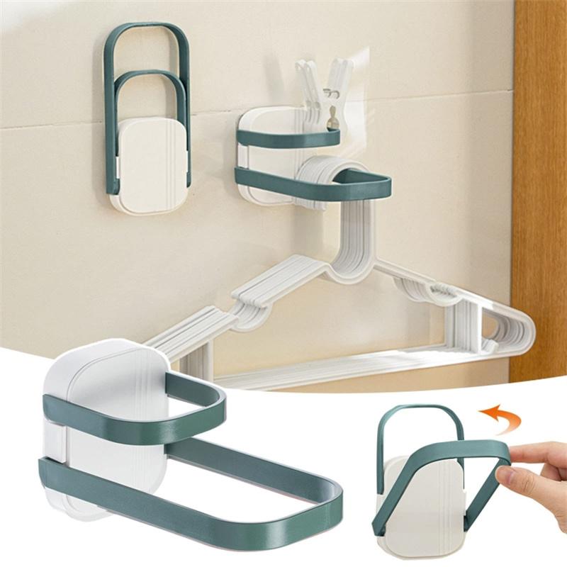 

Dual Layer Foldable Storage Shelf for Clothes Hanger Wall-Mounted Clothes Hanger Holder Organizer Green
