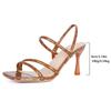 Fashion Square Toe High Heels Sandals for Women Summer Fashion Plaid Pattern Stiletto Heel Pumps Woman Elegant Thin Straps Party Shoes