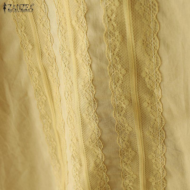 ZANZEA Dámská ležérní bavlněná halenka s kulatým výstřihem a 3/4 rukávy