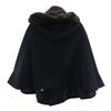 Y's Made In Japan Wool Blend With Fur Poncho 1 Black Cloak Women Used