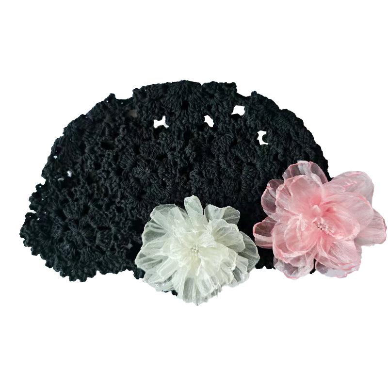 

Лето, Тонкий Дизайн, Корейский Стиль, Ажурный, Жемчужный Цветок, Ручная Вязка, Шапка с Капюшоном, Женский, Милый и Симпатичный, Нишевая Шапка 52-56cm