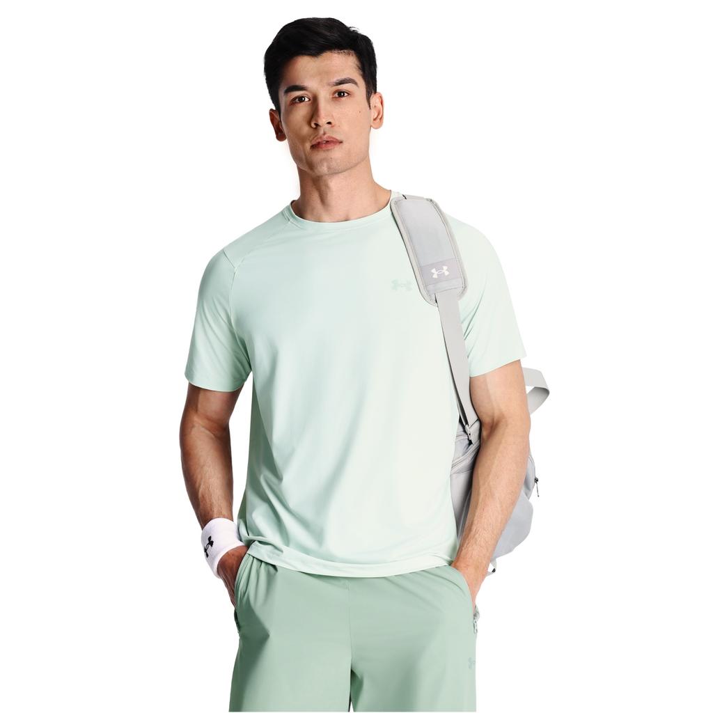 Under Armour Outdoor Knitted Training Breathable Solid Color Simple Versatile Fitness Short Sleeve T-Shirt Men tops Hydrogen-Green 6014376-377