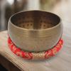 18cm Silk Brocade Round Meditation Singing Bowl Cushion Ring Pillow(Red)