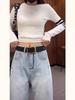 Plus Size Women's High-Waisted Straight-Leg Jeans - Spring/Autumn 2025, Versatile, Loose Fit, Slimming Wide-Leg