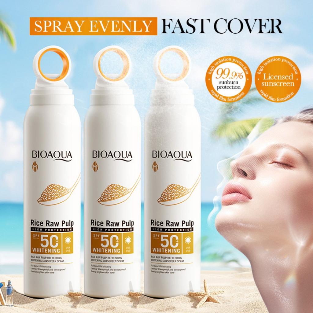 Bieliaci opaľovací sprej s ryžovou pastou SPF50+ UV ochrana Opaľovací krém