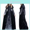 Bezauberndes Damen Böse Königin Gothic Hexenkostüm mit eleganten langen Glockenärmeln