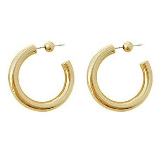 2024 European & American Minimalist Gold-Tone C-Shaped Hoop Earrings for Women