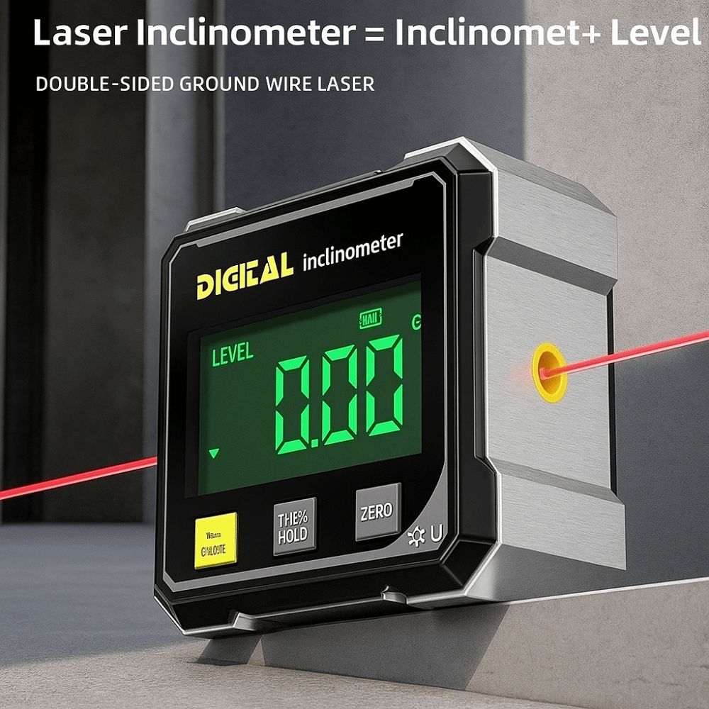 Digitalt display Vinkelmåler med fire sider Tiltvinkelboks Vinkelmåler Elektronisk vater Laser