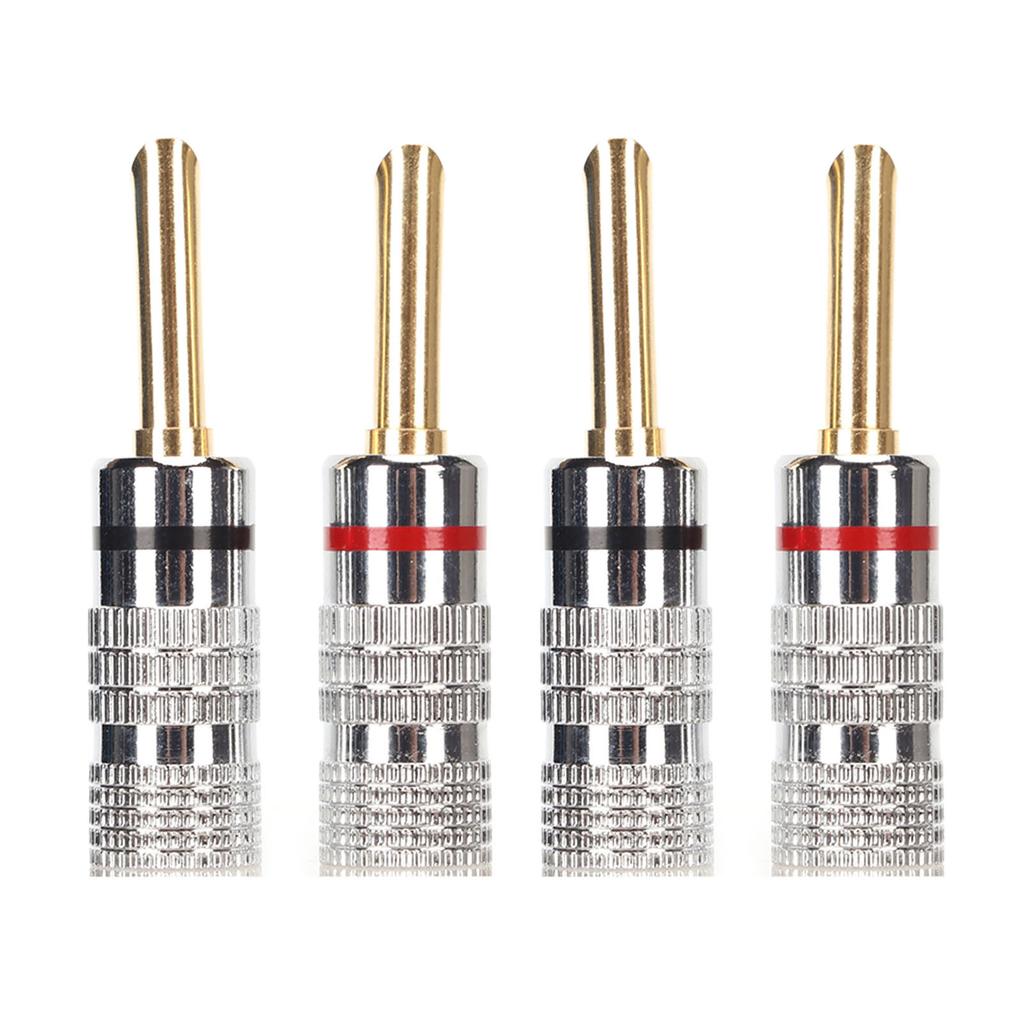 2 Pairs BFA Banana Plug 4mm Gold Plated Brass Serrated Speaker Plug Connectors for Amplifiers