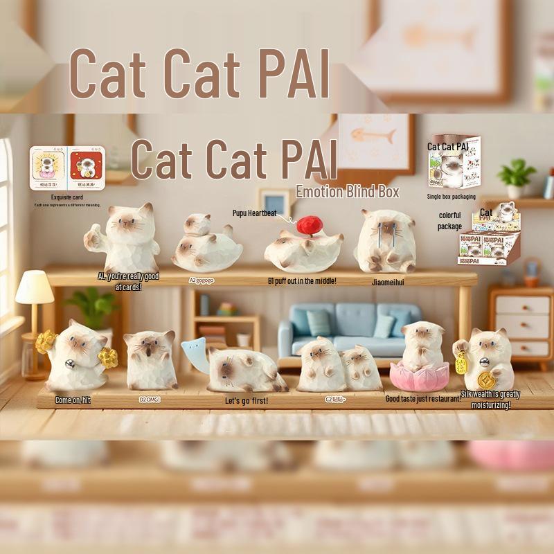 Hot Selling Cat Travel Diary: Blind Box Fashion Resin Figurine - Hand-Painted Cute Cat Desktop Ornament