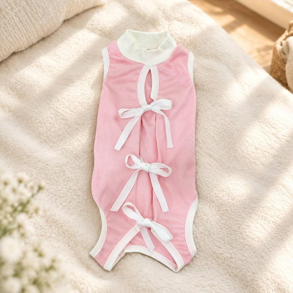 Pet Clothing AntiLicking Sleeveless Cat Recovery Garment with Tie Closures Safeguarding