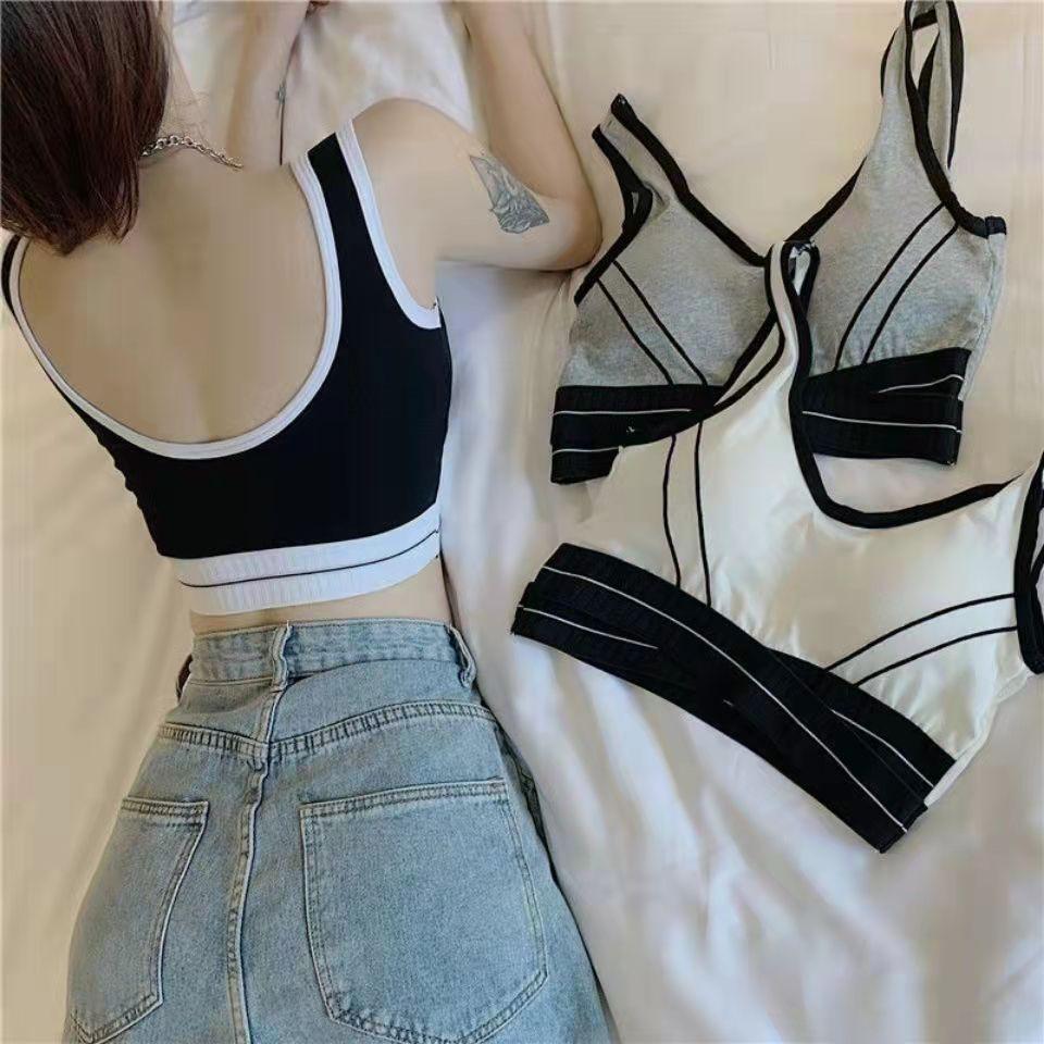 Sports Underwear Running Fitness Bra Shockproof and Anti-sagging Beautiful Back Underwear Outer Wear Wrap Bra Gather Chest Yoga Vest Camisole Top