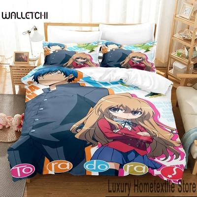Anime TIGER×DRAGON Toradora Beddengoed Set Dekbedovertrek Bed Set Dekbedovertrek Kussensloop Dekbedovertrek King Queen Size Jongens Volwassenen Beddengoed