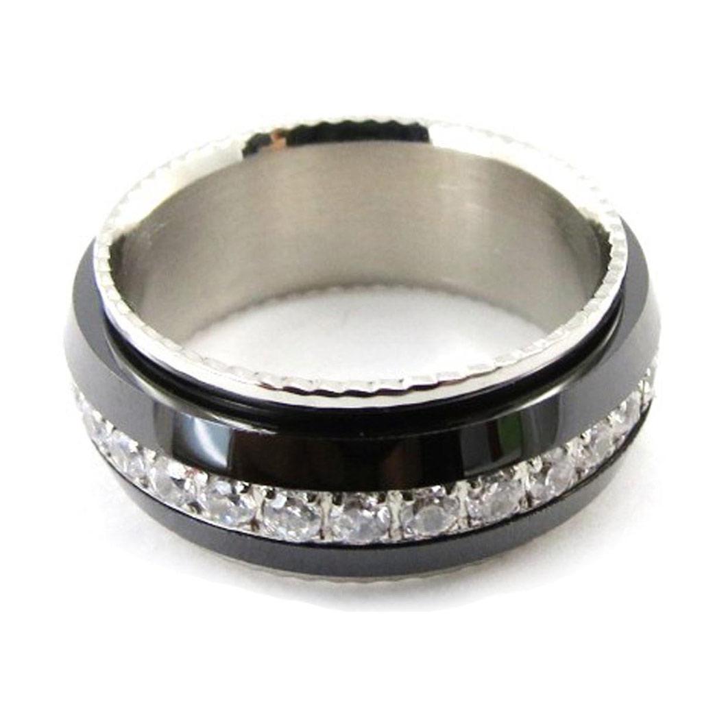 Men's Ring 'Peaceful' Steel Black Ceramic - 9 Mm