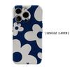 Navy Flower Phone Case for IPhone 17AIR 16E 16 15 14 13 12 11 17 Pro Max Plus Double-layer Back Cover