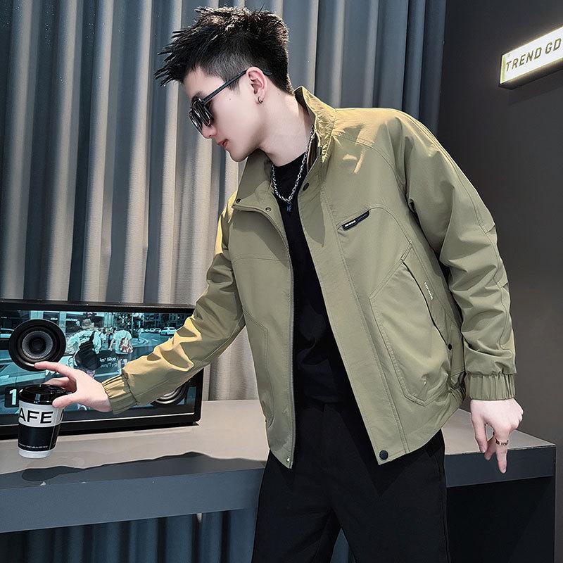 

2025 Men s High-End Stand Collar Workwear Jacket - Trendy Casual Top for Spring, Autumn, Winter 2XL зелений