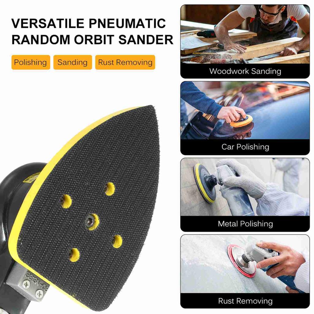 Low Noise Small Detail Pneumatic Sander Mouse Detail Sander Compact Air Sander Pneumatic Sander with Comfortable Rubber Handle