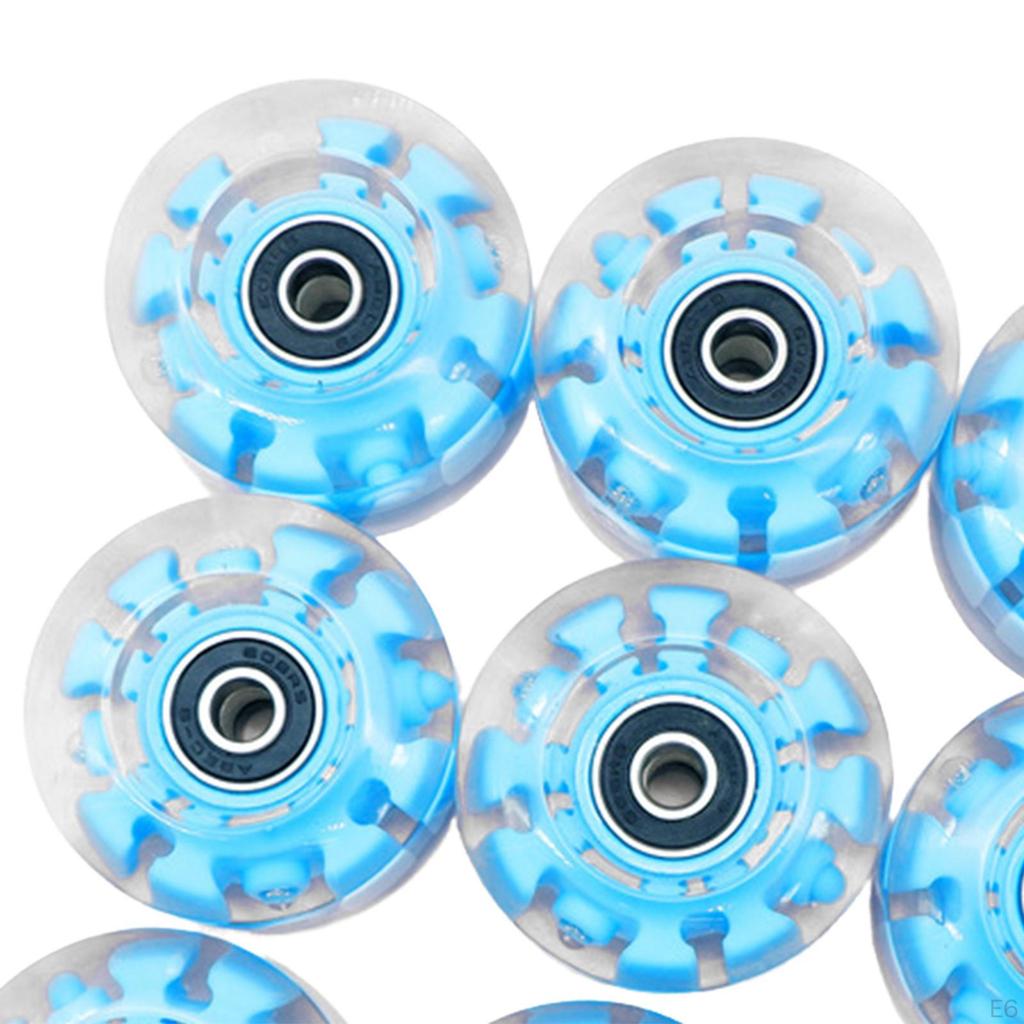8Pcs LED-Equipped Roller Skate Wheels for Indoor Use, 32 X 58 Mm with Bearings