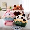 Cute 3 In 1 Quilt Pillow Fluffy Material Multifunctional Animal Pillow Soft Texture Cartoon Design Warm Blanket Winter Season