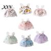 Photo Prop Hamster Clothes Cute Dress, Sweet Floral Heart Fruit Prints, Lace Trim Pet Dress Small Animal Costume with Bow, Animals Outfit for Squirrel
