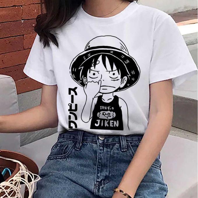 

2026 Summer Monchi D Luffys Wacky Expression Theme 100 Cotton Printed LooseTee Shirt Boys and Girls Family Size Top S